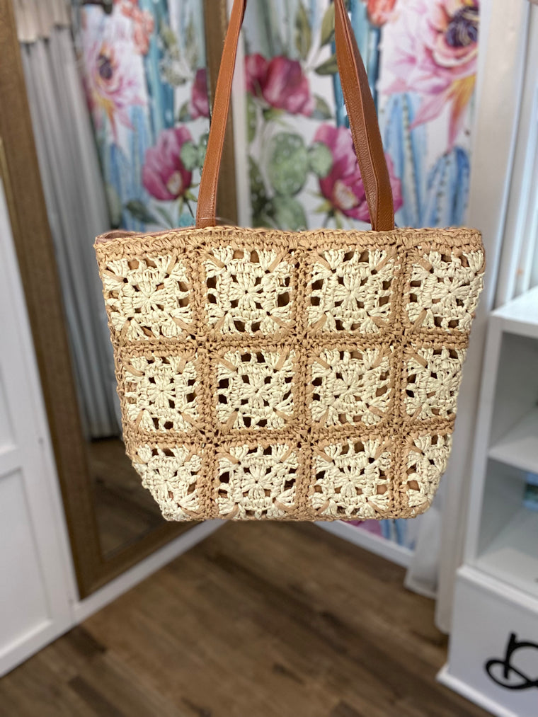 Checker Straw Bag